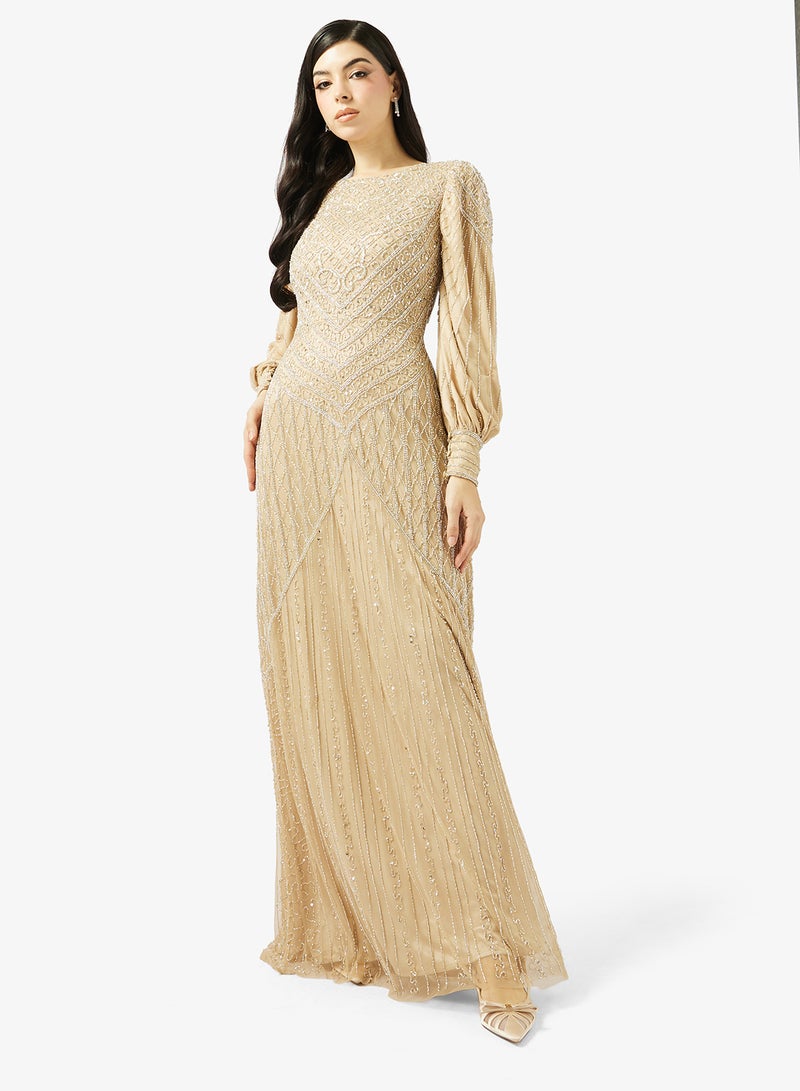 MARYISA High Neck Sequin Maxi Dress - Image 1